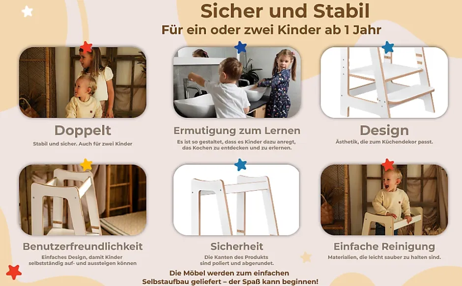 Tour d'Apprentissage - Aide-Cuisine Montessori Sûre pour Enfants Curieux-Raumhirsch Furniture