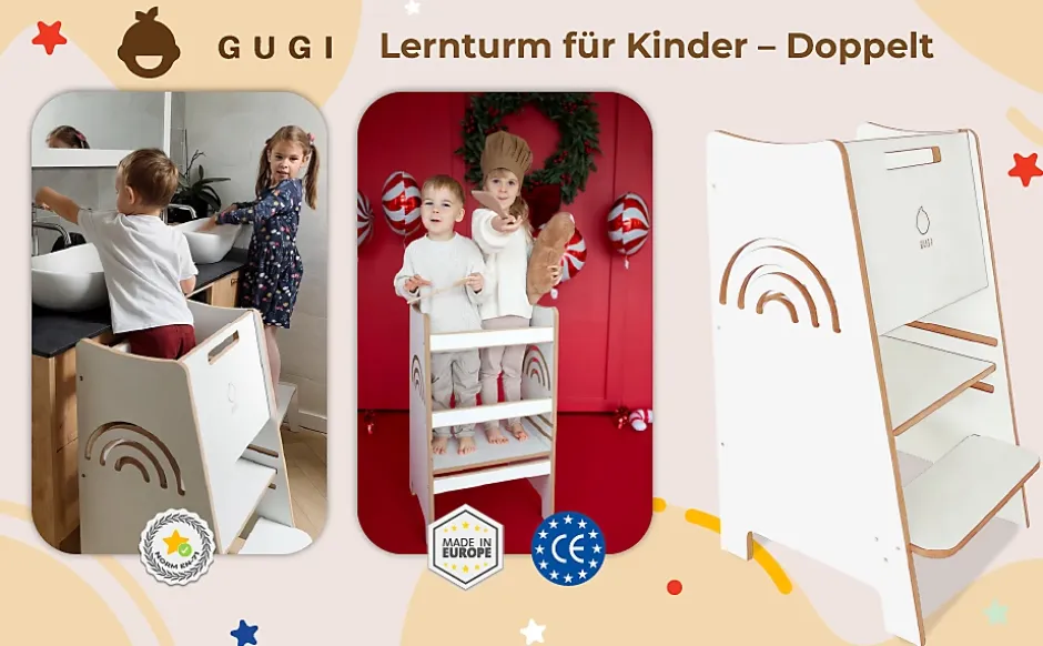 Tour d'Apprentissage Rainbow - Tour Montessori Sécurisée avec Motif Arc-en-Ciel-Raumhirsch Furniture Hot