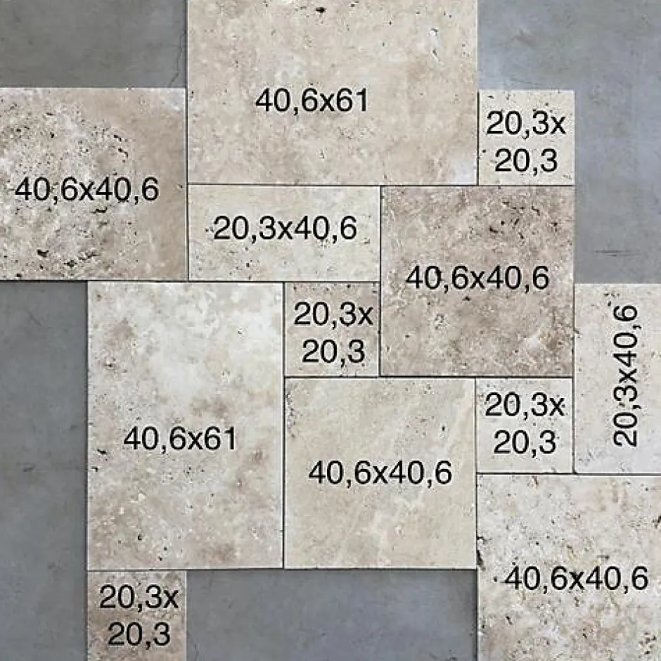 Travertin OPUS 2ième choix - Rustique - Vendu par set - set de 0,74m2-Albedo Pierre Online