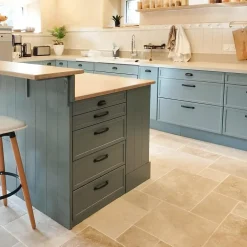 Ligerio Travertin pierre naturelle mur/sol premier choix clair PREMIUM format Opus Romain Ep. 1,2cm - Vendu en lot de 0.74m²