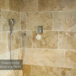 Ligerio Travertin pierre naturelle mur/sol premier choix mix 61 x 40,6cm Ep. 1,2cm - Vendu au m²