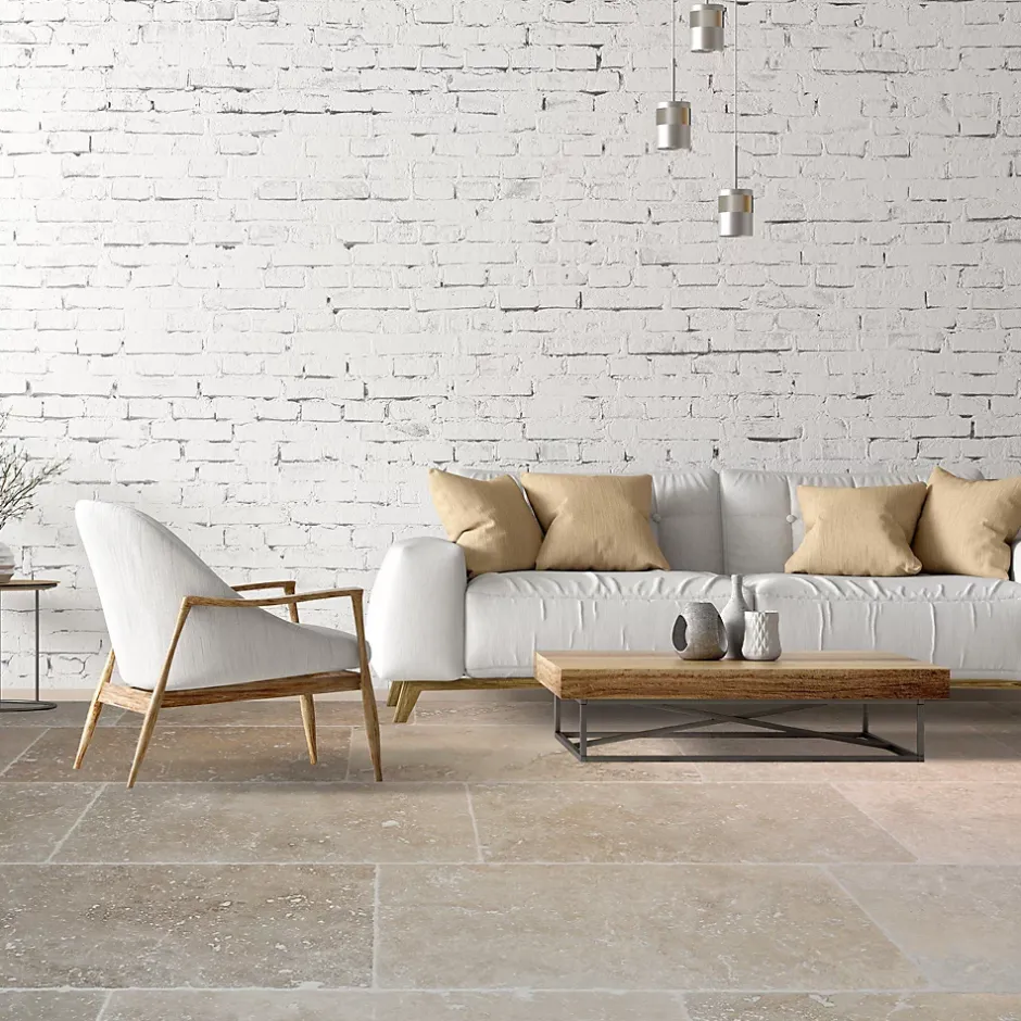 Travertin sol et mur intérieur L.91,5 x l.61 cm x ép.12 mm, Travertino