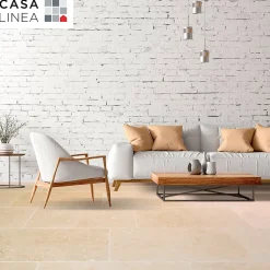 Travertin sol et mur intérieur L.60 x l.40 cm x ép.12 mm, Travertino Light