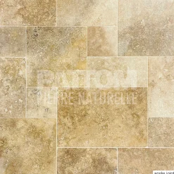 TRAVERTIN STANDARD MIX (1er choix mix), pierre naturelle, Opus 4 formats EP 1,2cm (carton de 0,74m2) LIVRAISON PREMIUM-Pattom Sale