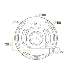 Treuil, Crabot ZF 27 mm, Fin de course, 6 pans de 7, Technivis, Volet Roulant Manuel-Zurfluh-Feller