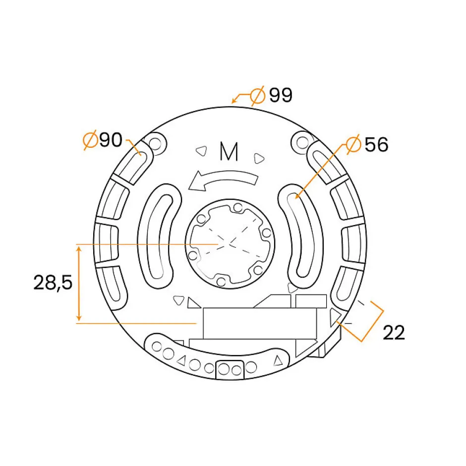 Treuil, Crabot ZF 27 mm, Fin de course, 6 pans de 7, Technivis, Volet Roulant Manuel-Zurfluh-Feller