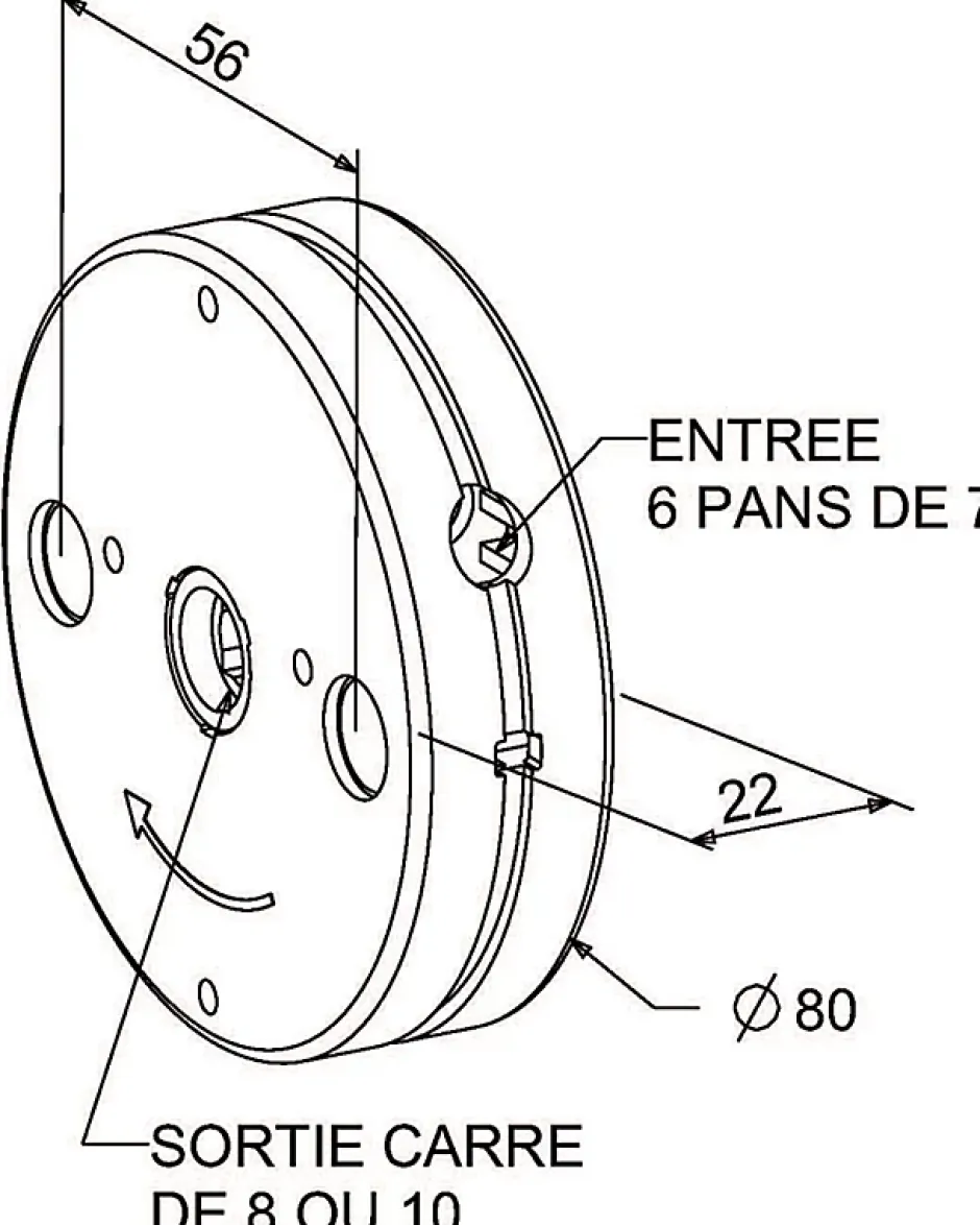 Zurfluh-Feller TREUIL MINIVIS 6,5/1 ENTREE 6P7 SORTIE C10 FEMELLE (AVEC FIN DE COURSE)