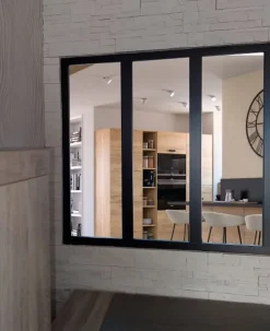 Gd Menuiseries Verriere D'atelier Bois Mdf Noir 3 Vitrages Clairs H1080 Mm X L1123mm