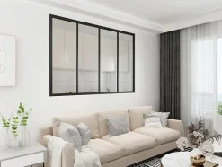 Verrière Factory Verrière - 4 Vitrages - L: 157cm H: 105cm - Acier Ultra Fin - Noir Mat (RAL 9005) - Livrée Montée