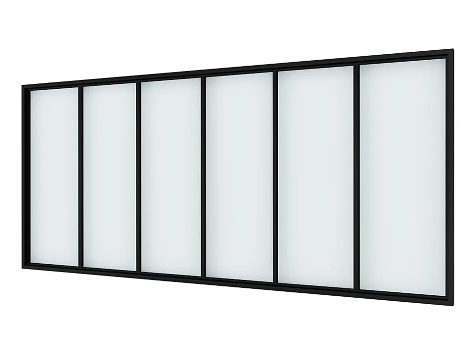 Verrière Factory Verrière - 6 Vitrages - L: 233cm H: 125cm - Acier Ultra Fin - Noir Mat (RAL 9005) - Livrée Montée
