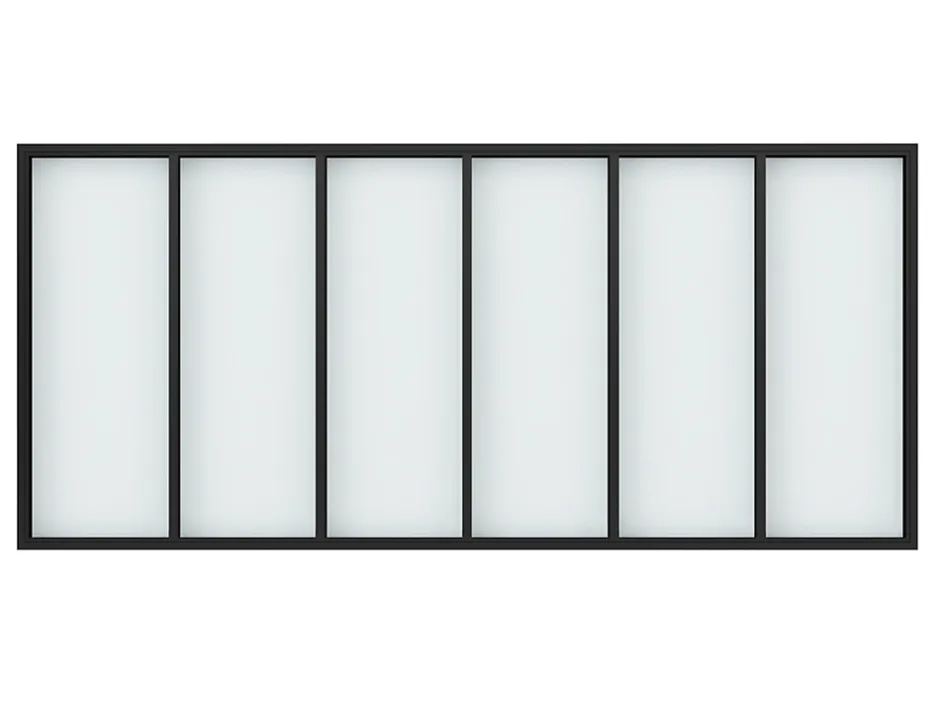 Verrière Factory Verrière - 6 Vitrages - L: 233cm H: 125cm - Acier Ultra Fin - Noir Mat (RAL 9005) - Livrée Montée