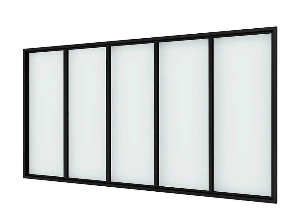 Verrière - 5 Vitrages - L: 195cm H: 105cm - Acier Ultra Fin - Noir Mat (RAL 9005) - Livrée Montée-Verrière Factory Best