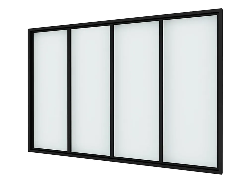 Verrière Factory Verrière - 4 Vitrages - L: 157cm H: 115cm - Acier Ultra Fin - Noir Mat (RAL 9005) - Livrée Montée