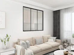 Verrière Factory Verrière - 3 Vitrages - L: 119cm H: 115cm - Acier Ultra Fin - Noir Mat (RAL 9005) - Livrée Montée