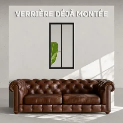 Verrière 2 Carreaux - Déjà Montée - Noir Mat-Mon Marché Déco Discount