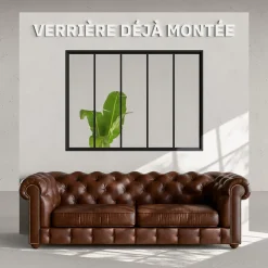 Mon Marché Déco Verrière 5 Carreaux - Déjà Montée - Noir Mat