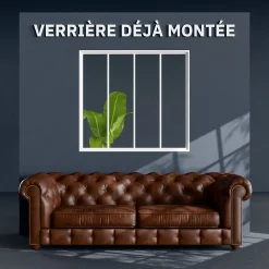 Verrière 4 Carreaux - Déjà Montée - Blanc-Mon Marché Déco Clearance