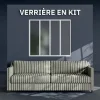 Mon Marché Déco Verrière 4 Carreaux - En Kit - Blanc - Verre Dépoli