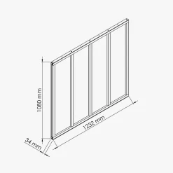 Mon Marché Déco Verrière 4 Carreaux - En Kit - Noir Sablé - Verre Dépoli