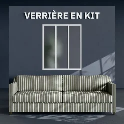 Verrière 3 Carreaux - En Kit - Blanc - Verre Dépoli-Mon Marché Déco Discount
