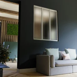 Verrière 3 Carreaux - En Kit - Blanc - Verre Dépoli-Mon Marché Déco Discount