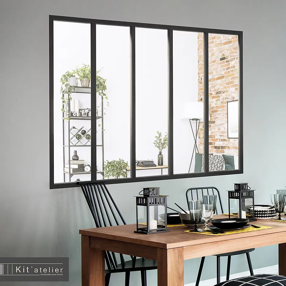 Verrière 5 carreaux transparents, coloris noir mat H108 x l.153cm- Clearance