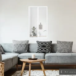 Verrière 2 carreaux transparents, coloris blanc H108 x l.63cm- Discount