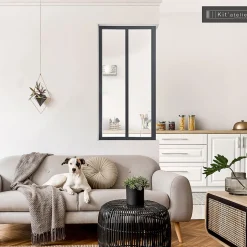 Verrière 2 carreaux transparents, coloris noir mat H130 x l.63cm- Best