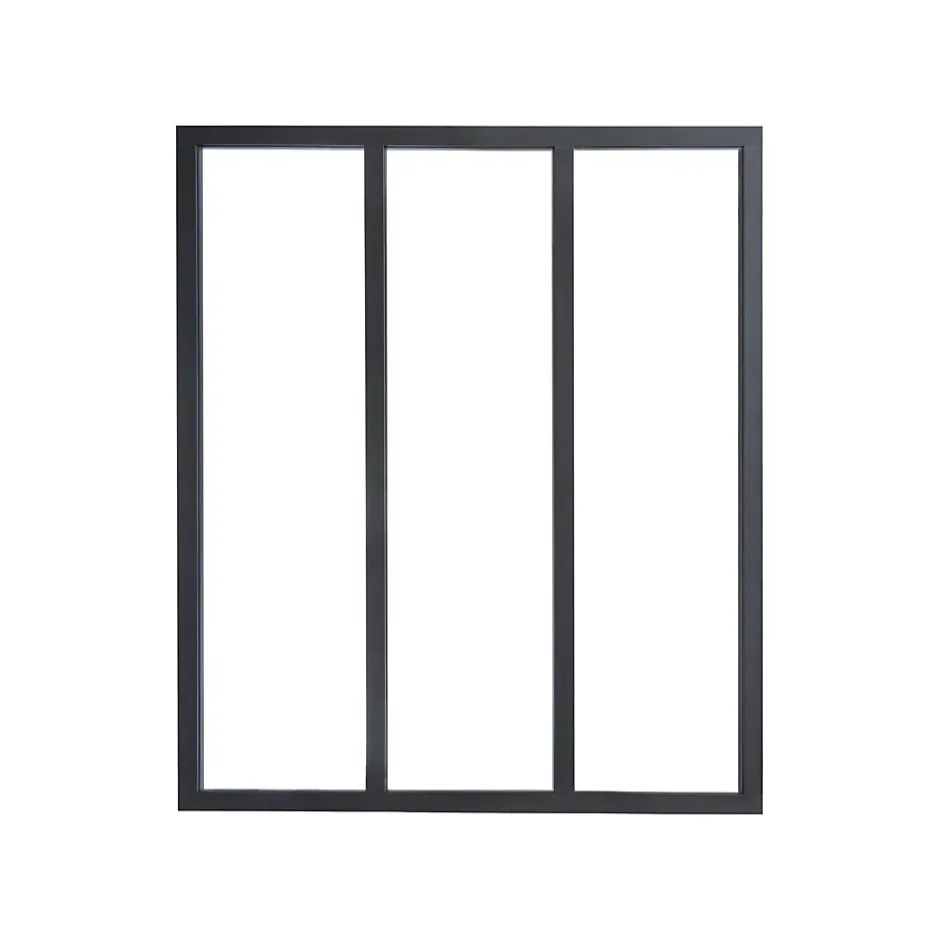 Verrière 3 carreaux transparents, coloris noir mat H108 x l.93cm- Discount