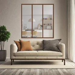 MySystem Verrière 3 grands carreaux - L x H : 102 x 125 cm - Laqué effet rouille granité - vitrages inclus