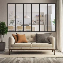 Verrière 6 grands carreaux - L x H : 201 x 125 cm - Laqué noir 9005 granité - vitrages inclus-MySystem Sale