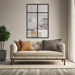 MySystem Verrière 2 sections avec imposte - L x H : 69 x 125 cm - Laqué noir 9005 granité - vitrages inclus