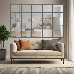 Verrière 5 sections avec imposte - L x H : 168 x 125 cm - Laqué gris 7016 granité - vitrages inclus-MySystem Discount