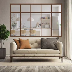 Verrière 5 sections avec imposte - L x H : 168 x 110 cm - Laqué effet rouille granité - vitrages inclus-MySystem