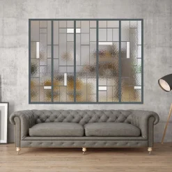 Verrière 5 verres Chicago - L x H : 168 x 125 cm - Laqué gris 7016 granité - verre Sahara inclus-MySystem Discount