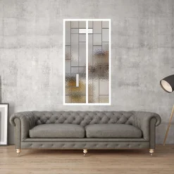 Verrière 2 verres Chicago - L x H : 69 x 125 cm - Laqué blanc 9003 granité - verre Sahara inclus-MySystem Online