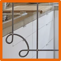 MySystem Verrière 2 verres Curly - L x H : 69 x 125 cm - Laqué blanc 9003 granité - verre Clair inclus