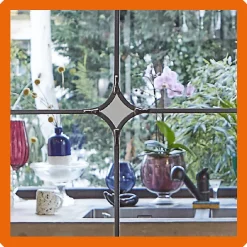 MySystem Verrière 2 verres Curly - L x H : 69 x 125 cm - Laqué blanc 9003 granité - verre Clair inclus