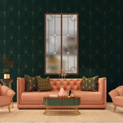 MySystem Verrière 2 verres Curly - L x H : 69 x 125 cm - Laqué effet rouille granité - verre Sahara inclus