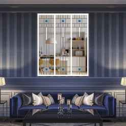 MySystem Verrière 3 verres Hudson - L x H : 102 x 125 cm - Laqué blanc 9003 granité - verre Clair inclus