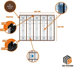 MySystem Verrière 5 verres Hudson - L x H : 168 x 125 cm - Laqué effet rouille granité - verre Sahara inclus