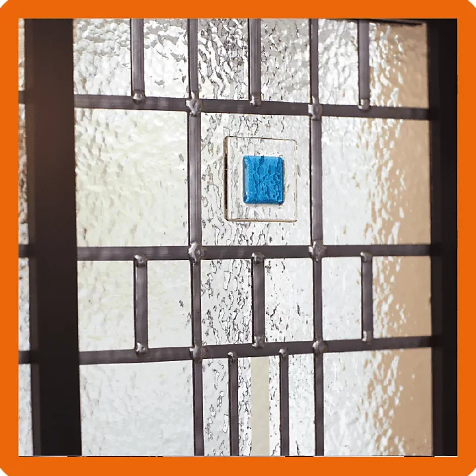 MySystem Verrière 5 verres Hudson - L x H : 168 x 125 cm - Laqué effet rouille granité - verre Sahara inclus