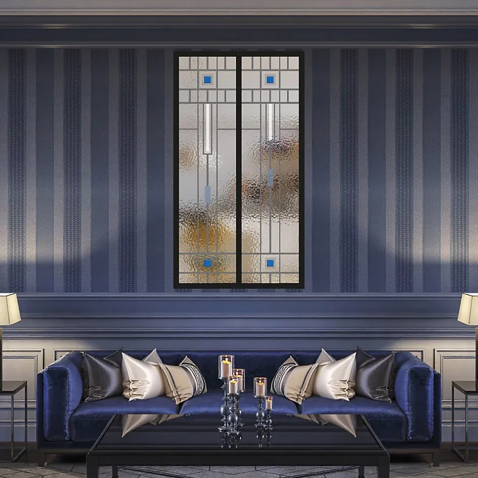 Verrière 2 verres Hudson - L x H : 69 x 125 cm - Laqué noir 9005 granité - verre Sahara inclus-MySystem Hot