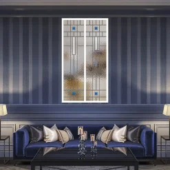 MySystem Verrière 2 verres Hudson - L x H : 69 x 125 cm - Laqué blanc 9003 granité - verre Sahara inclus