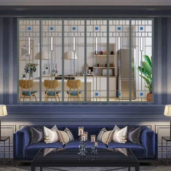 MySystem Verrière 6 verres Hudson - L x H : 201 x 125 cm - Laqué gris 7016 granité - verre Clair inclus