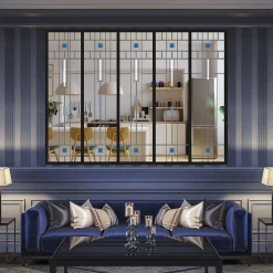 Verrière 5 verres Hudson - L x H : 168 x 125 cm - Laqué noir 9005 granité - verre Clair inclus-MySystem Hot