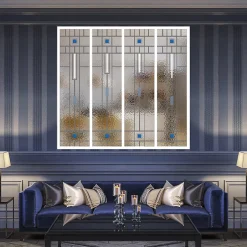 Verrière 4 verres Hudson - L x H : 135 x 125 cm - Laqué blanc 9003 granité - verre Sahara inclus-MySystem Clearance