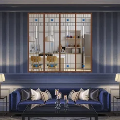 Verrière 4 verres Hudson - L x H : 135 x 125 cm - Laqué effet rouille granité - verre Clair inclus-MySystem Hot