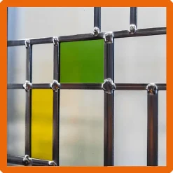 MySystem Verrière 6 verres Indiana - L x H : 201 x 125 cm - Laqué effet rouille granité - verre Clair inclus