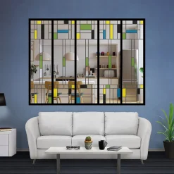 Verrière 5 verres Indiana - L x H : 168 x 125 cm - Laqué noir 9005 granité - verre Clair inclus-MySystem Best